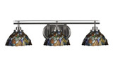 Odyssey 3 Light Art Glass Vanity Light 29.75 Inch Length by Toltec - 2613-BN-9955