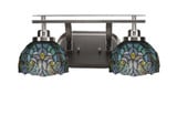 Odyssey 2 Light Art Glass Vanity Light 17.5 Inch Length by Toltec - 2612-BN-9925