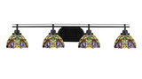 Odyssey 4 Light Art Glass Vanity Light 40.25 Inch Length by Toltec - 2614-MB-9445
