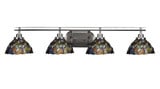 Odyssey 4 Light Art Glass Vanity Light 41 Inch Length by Toltec - 2614-BN-9955