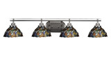 Odyssey 4 Light Art Glass Vanity Light 41 Inch Length by Toltec - 2614-BN-9955