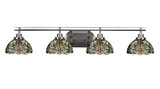 Odyssey 4 Light Art Glass Vanity Light 40.5 Inch Length by Toltec - 2614-BN-9905