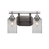 Odyssey 2 Light Square Glass Vanity Light 14.75 Inch Length by Toltec - 2612-BN-530