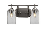 Odyssey 2 Light Square Glass Vanity Light 14.75 Inch Length by Toltec - 2612-BN-530