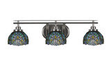 Odyssey 3 Light Art Glass Vanity Light 28.75 Inch Length by Toltec - 2613-BN-9925