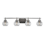 Odyssey 4 Light Ribbed Glass Vanity Light 39.25 Inch Length by Toltec - 2614-BN-5110