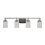 Odyssey 4 Light Square Glass Vanity Light 37.25 Inch Length by Toltec - 2614-BN-530