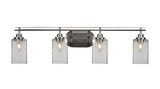 Odyssey 4 Light Square Glass Vanity Light 37.25 Inch Length by Toltec - 2614-BN-530