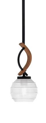 Monterey 1 Light Ribbed Glass Small Pendant 12 Inch Tall by Toltec - 2901-MBDW-5110