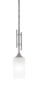 Uptowne 1 Light Cylinder Glass Steel Mini Stem Hung Pendant by Toltec - 320-DG-541