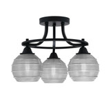 Paramount 3 Light 15.25 Inch Wide Ribbed Glass Semi Flush Mount by Toltec - 3417-MB-5110