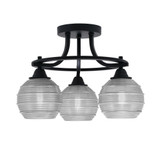 Paramount 3 Light 15.25 Inch Wide Ribbed Glass Semi Flush Mount by Toltec - 3417-MB-5110