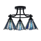 Paramount 3 Light 17.5 Inch Wide Steel Semi Flush Mount by Toltec - 3417-MB-9325