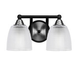 Paramount 2 Light Ribbed Glass Vanity Light 13.25 Inch Length by Toltec - 3422-BN-500