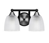 Paramount 2 Light Ribbed Glass Vanity Light 13.25 Inch Length by Toltec - 3422-BN-500