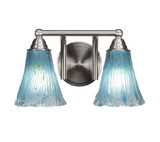 Paramount 2 Light Crystal Glass Vanity Light 14.25 Inch Length by Toltec - 3422-BN-725