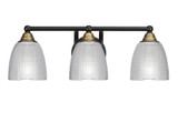 Paramount 3 Light Ribbed Glass Vanity Light 21.5 Inch Length by Toltec - 3423-BN-500
