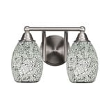 Paramount 2 Light Fusion Glass Vanity Light 13.25 Inch Length by Toltec - 3422-BN-4165