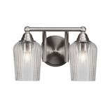 Paramount 2 Light Textured Glass Vanity Light 13.5 Inch Length by Toltec - 3422-BN-4250