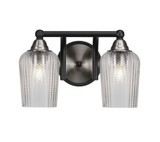 Paramount 2 Light Textured Glass Vanity Light 13.5 Inch Length by Toltec - 3422-BN-4250