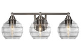 Paramount 3 Light Ribbed Glass Vanity Light 22.5 Inch Length by Toltec - 3423-BN-5110