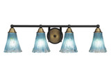 Paramount 4 Light Crystal Glass Vanity Light 31 Inch Length by Toltec - 3424-BN-725