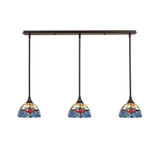 3 Light Stem Hung Linear Pendalier 6.5 x 38.5 Inch by Toltec 36-BRZ-9355 - 36-BRZ-9355