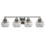 Paramount 4 Light Ribbed Glass Vanity Light 31.5 Inch Length by Toltec - 3424-BN-5110