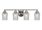 Paramount 4 Light Textured Glass Vanity Light 30.5 Inch Length by Toltec - 3424-BN-4250