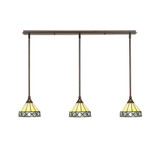 3 Light Stem Hung Linear Pendalier 6.5 x 38.25 Inch by Toltec 36-BRZ-9405