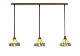 3 Light Stem Hung Linear Pendalier 6.5 x 38.25 Inch by Toltec 36-BRZ-9405 - 36-BRZ-9405