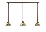 3 Light Stem Hung Linear Pendalier 6.75 x 38.75 Inch by Toltec 36-BRZ-9435 - 36-BRZ-9435