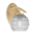 Kurve 1 Light Ribbed Wall Sconce 9 Inch Tall by Toltec - 3720-NAB-51