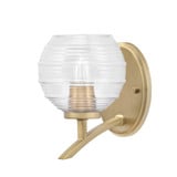 Kurve 1 Light Ribbed Glass Wall Sconce 6 Inch Wide by Toltec - 3721-NAB-5110