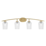 Kurve 4 Light Textured Glass Vanity Light 11.5 Inch Tall by Toltec - 3724-NAB-4250
