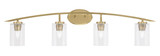 Kurve 4 Light Metal Vanity Light 10.25 Inch Tall by Toltec - 3724-NAB-300