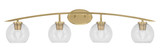 Kurve 4 Light Down Dome Glass Steel Vanity Light 9.25 Inch Tall by Toltec - 3724-NAB-4100