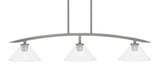 Kurve 3 Light Glass Island Pendant 41.25 Inch Length by Toltec - 3736-GP-304