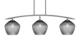 Kurve 3 Light Steel Island Pendant 12.25 Inch Tall by Toltec - 3736-GP-4922