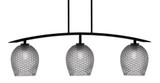 Kurve 3 Light Steel Island Pendant 12.5 Inch Tall by Toltec - 3736-MB-490