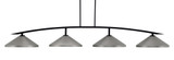 Kurve 4 Light Bar Island Pendant 73.5 Inch Wide by Toltec - 3734-GP-424-GP