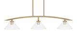 Kurve 3 Light Glass Bar Island Pendant 41.25 Inch Length by Toltec - 3736-NAB-304