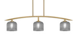 Kurve 3 Light Steel Bar Island Pendant 9.5 Inch Tall by Toltec - 3736-NAB-4612