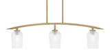 Kurve 3 Light Bar Island Pendant 11.25 Inch Tall by Toltec - 3736-NAB-4250