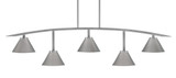 Kurve 5 Light Steel Bar Island Pendant 12.25 Inch Tall by Toltec - 3745-NAB-421-MB