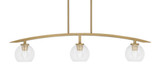 Kurve 3 Light Down Glass Bar Island Pendant 41 Inch Length by Toltec - 3736-NAB-4100