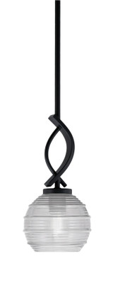 Cavella 1 Light Ribbed Glass Small Pendant 12 Inch Tall by Toltec - 3901-MB-5110