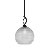 Cavella 1 Light Ribbed Glass Medium Pendant 17.5 Inch Tall by Toltec - 3901-MB-5130