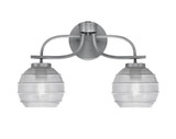 Cavella 2 Light Ribbed Glass Vanity Light 17.5 Inch Length by Toltec - 3912-51