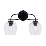 Cavella 2 Light Down Glass Steel Vanity Light 17.5 Inch Length by Toltec - 3912-MB-4810